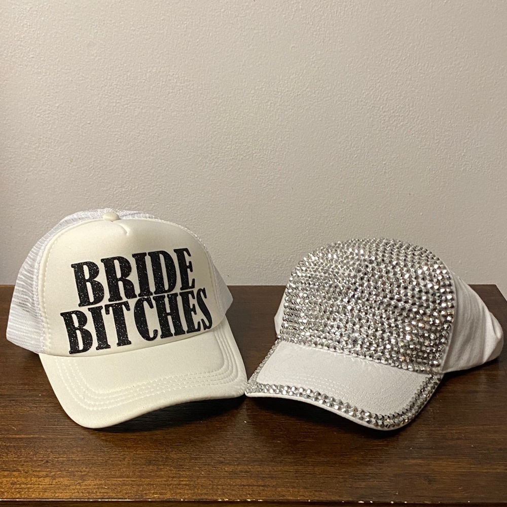 White and Silver Women's Caps Set